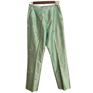 Lilly Pulitzer Women's Vintage 100% Silk Embroidered Beaded Shell Dress Pants